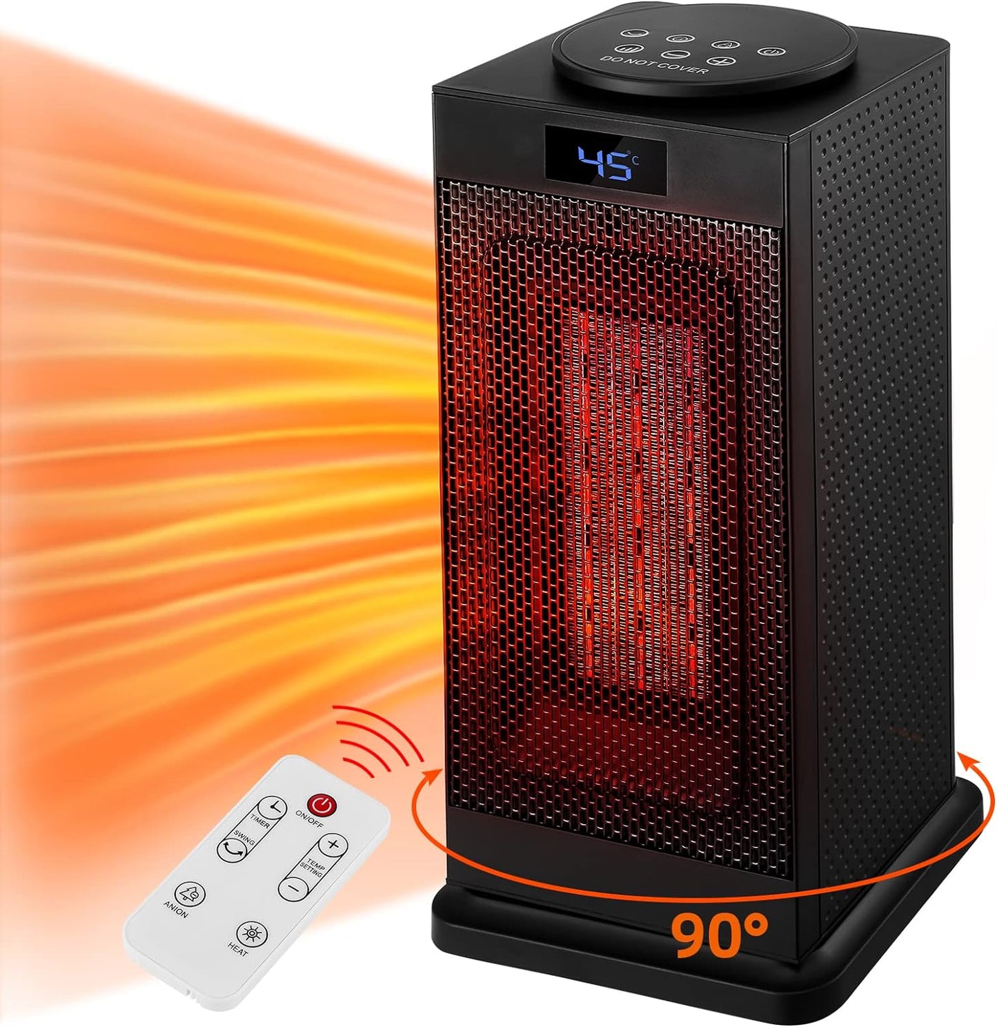 RadiantWave Space Heater: 1500W Portable Ceramic Oscillating Heater with Remote 