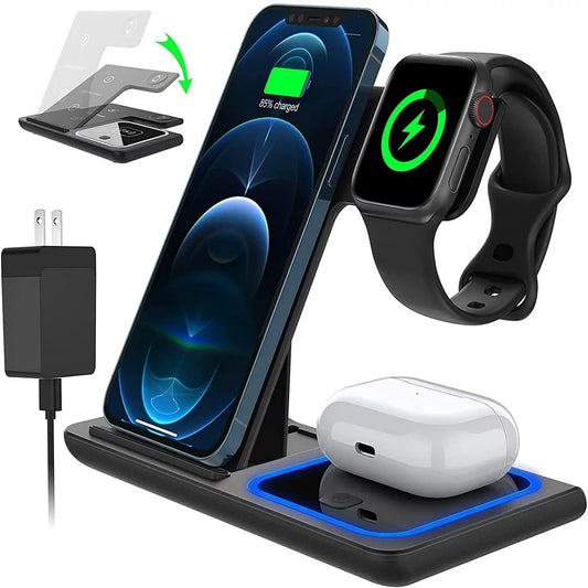 PowerTrio Wireless Charger: 18W Fast Charging Station Dock