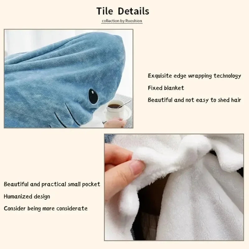 ComfySharky: Cozy Cartoon Shark Blanket Pajamas 