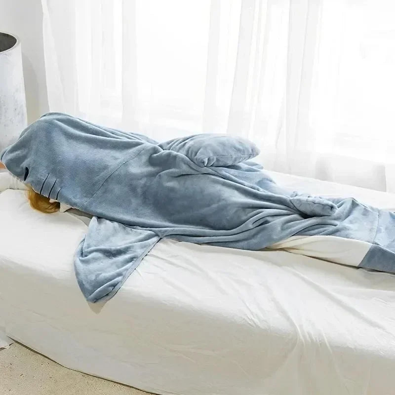 ComfySharky: Cozy Cartoon Shark Blanket Pajamas 