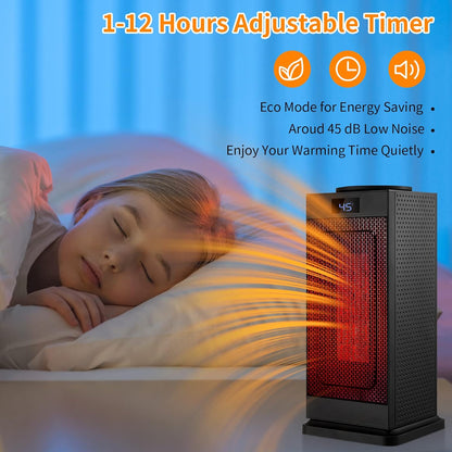 RadiantWave Space Heater: 1500W Portable Ceramic Oscillating Heater with Remote 