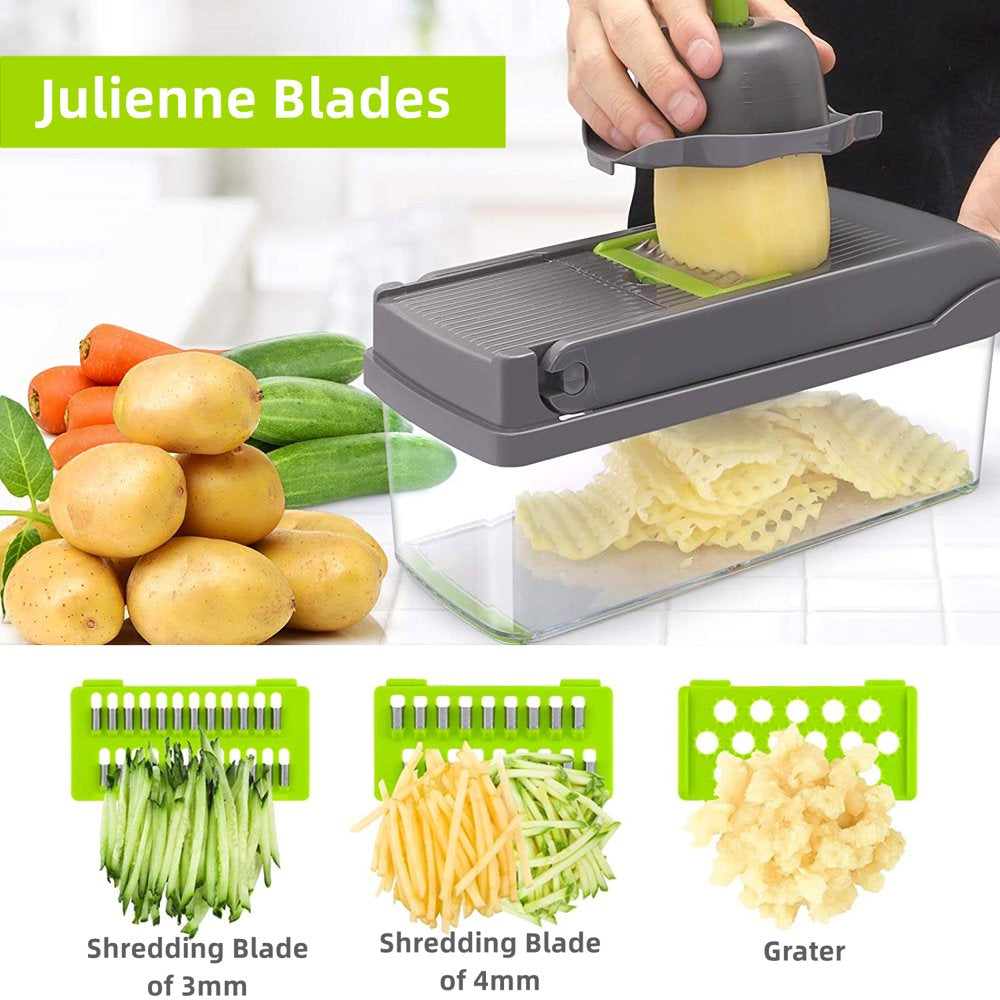 VeggieChomper: Multifunctional 12-In-1 Food Chopper with 8 Blades