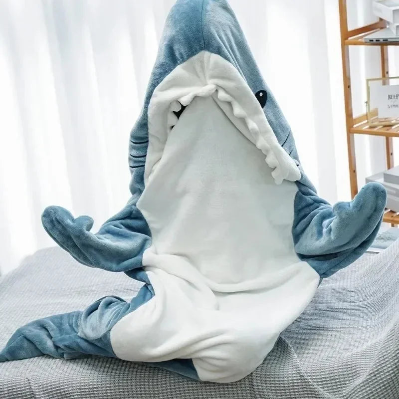 ComfySharky: Cozy Cartoon Shark Blanket Pajamas 