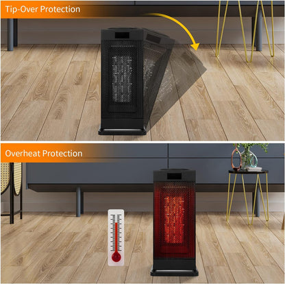 RadiantWave Space Heater: 1500W Portable Ceramic Oscillating Heater with Remote 