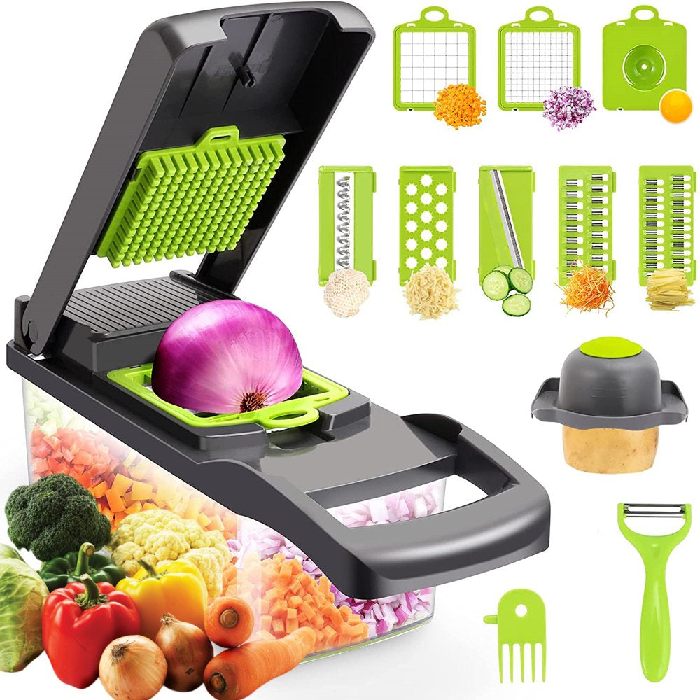 VeggieChomper: Multifunctional 12-In-1 Food Chopper with 8 Blades