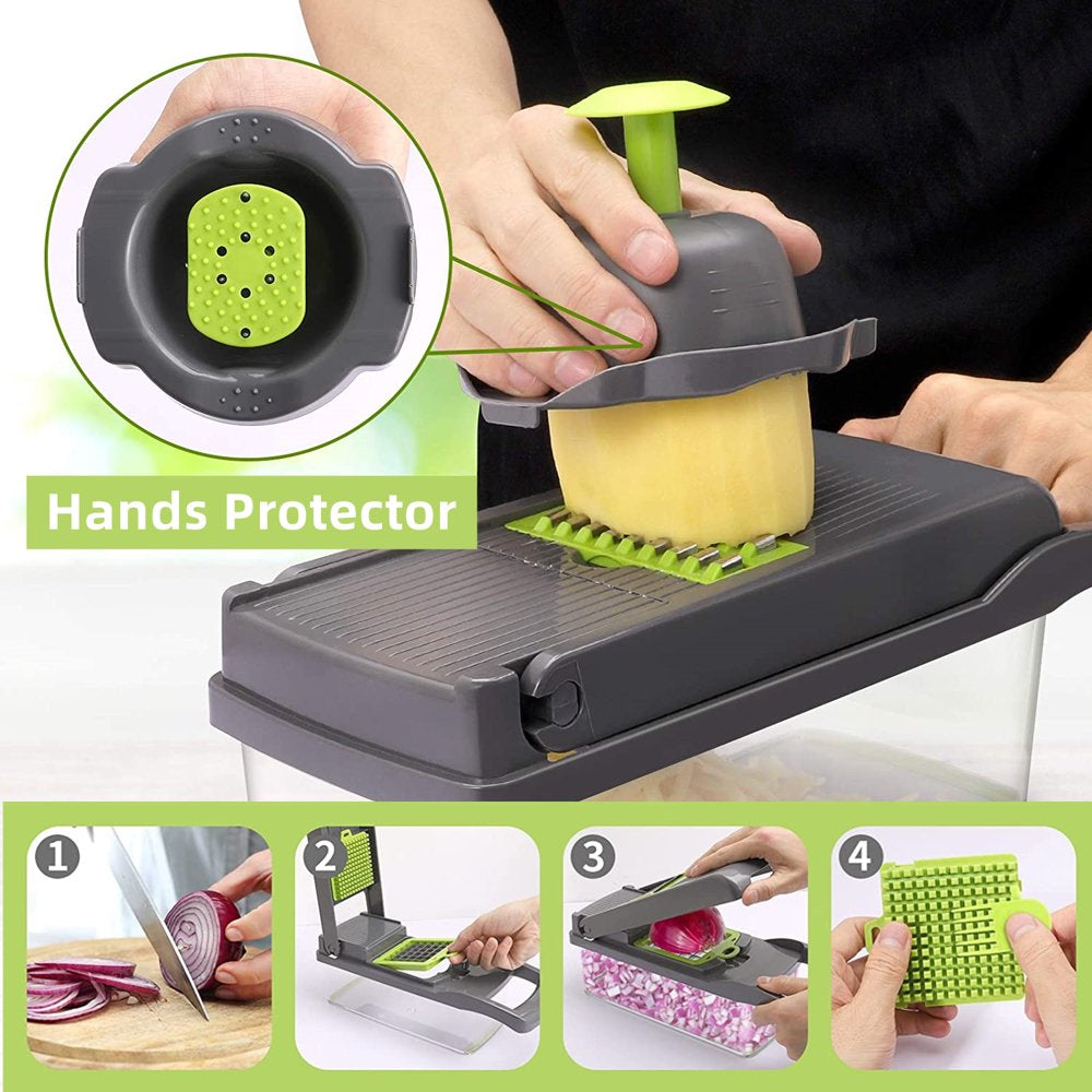 VeggieChomper: Multifunctional 12-In-1 Food Chopper with 8 Blades