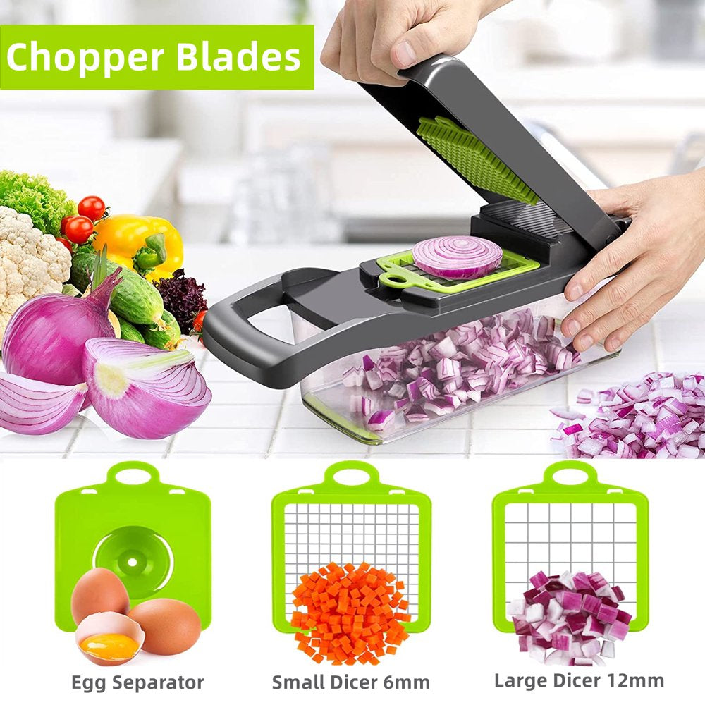 VeggieChomper: Multifunctional 12-In-1 Food Chopper with 8 Blades