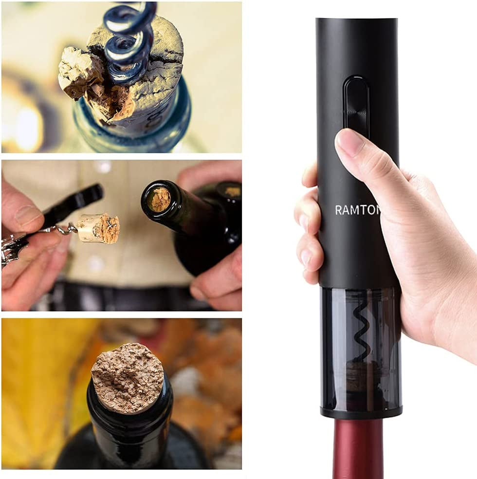 PopJoy Electric Wine Bottle Opener: Automatic Wine Opener with Foil Cutter