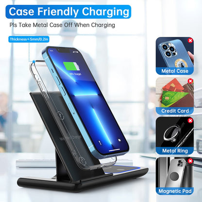 PowerTrio Wireless Charger: 18W Fast Charging Station Dock